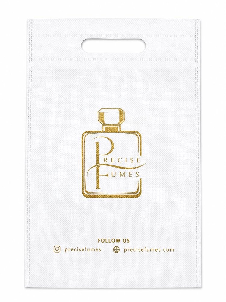 Precise Fumes premium white gift bag with gold logo